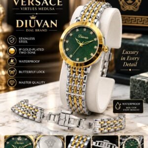 Luxury Ladies Two-Tone Chain Watch - Medusa Dial, IP Gold Plated, Butterfly Lock – two-tone colour