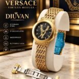Luxury Ladies Two-Tone Chain Watch - Medusa Dial, IP Gold Plated, Butterfly Lock – two-tone colour - photo 8