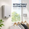 Wall Mounted Retractable Clothesline 42m Aluminum Alloy Holds 20kg Clothes - High Quality