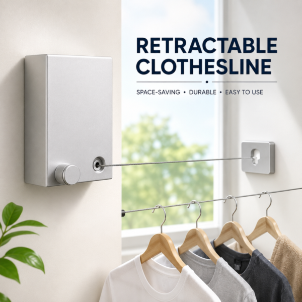 Wall Mounted Retractable Clothesline 42m Aluminum Alloy Holds 20kg Clothes - High Quality