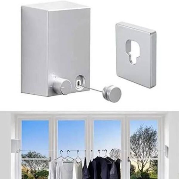 Wall Mounted Retractable Clothesline 42m Aluminum Alloy Holds 20kg Clothes - High Quality