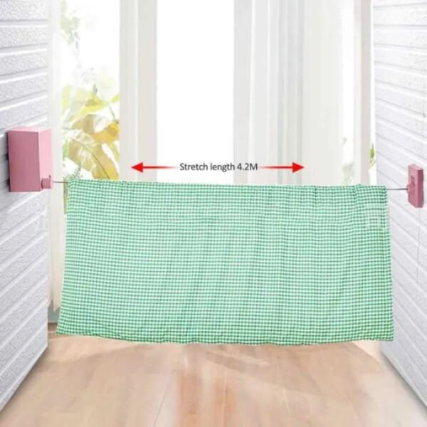 Wall Mounted Retractable Clothesline 42m Aluminum Alloy Holds 20kg Clothes - High Quality