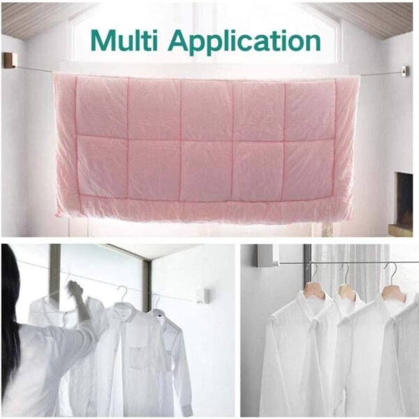 Wall Mounted Retractable Clothesline 42m Aluminum Alloy Holds 20kg Clothes - High Quality