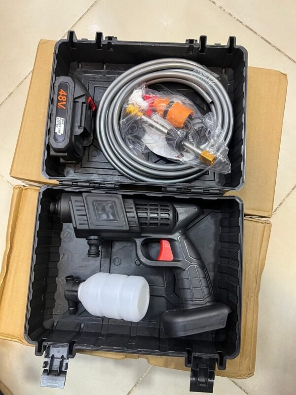 Water Cleaning Gun Car Washer Gun (5 Cells Premium Quality) Product Include 2 Water Nozzel 48V Battery Pipe Soap Liquis
