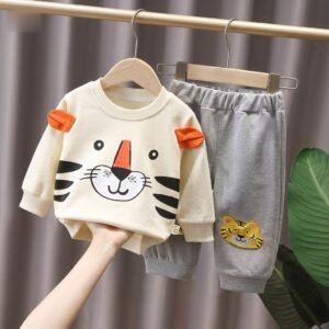 White Lion Printed Winter Kids Track Suit – Fleece Fabric