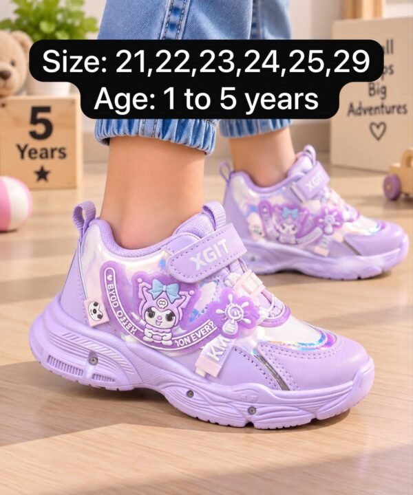 Kids LED Light-Up Cartoon Sneakers - Purple and Pink Sports Shoes - photo