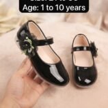 Girls Floral Mary Jane Pumps - Patent Party Shoes for Kids - photo