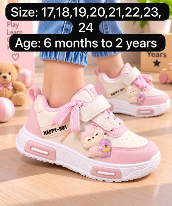 Kids Cartoon Charm Sneakers - Cute Animal Patch Sports Shoes for Toddlers - photo