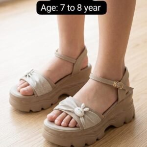 Girls Wedge Sandals - Glitter Strap Platform Sandals for Kids - photo