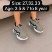 Kids Lace-Up Sports Sneakers - Grey and Olive Running Shoes - photo