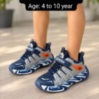 Kids Wave Sole Sports Sneakers - Navy and Beige Running Shoes - photo