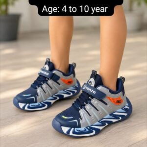 Kids Wave Sole Sports Sneakers - Navy and Beige Running Shoes - photo