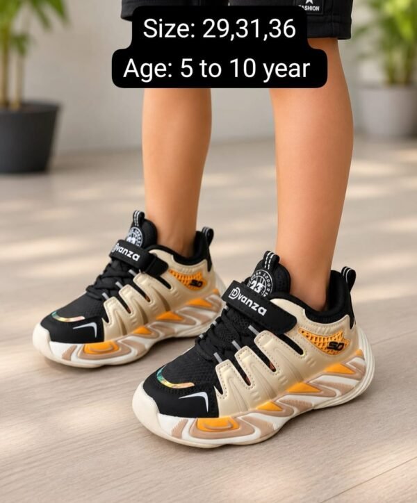 Kids Wave Sole Sports Sneakers - Navy and Beige Running Shoes - photo