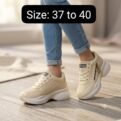 Ladies Chunky Lace-Up Sneakers - Comfort Walking Shoes for Women - photo