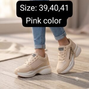 Ladies Chunky Lace-Up Sneakers - Comfort Walking Shoes for Women - photo