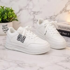Ladies White Lace-Up Sneakers - Casual Sports Shoes for Women - photo