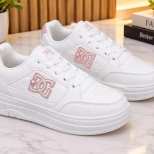 Ladies White Lace-Up Sneakers - Casual Sports Shoes for Women - photo