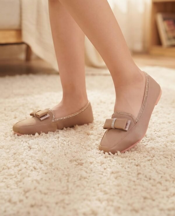 Girls Bow Loafers - Soft Satin Slip-On Pumps for Kids - photo