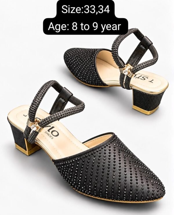 Girls Studded Block Heel Sandals - Four Colour Party Sandals - photo