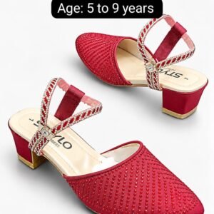 Girls Studded Block Heel Sandals - Four Colour Party Sandals - photo