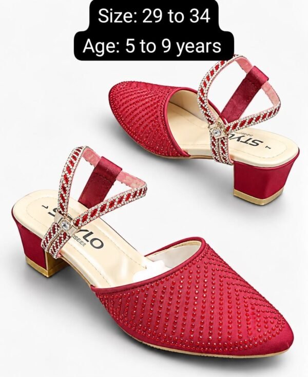 Girls Studded Block Heel Sandals - Four Colour Party Sandals - photo