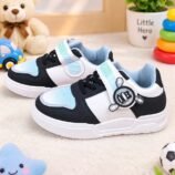 Kids Cartoon Patch Sneakers - Black Brown and Pink Sports Shoes - photo