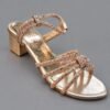Girls Crystal Strap Block Heel Sandals - Gold and Silver Party Sandals - photo