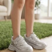 Girls Butterfly Strap Sneakers - Pink White and Silver Sports Shoes - photo
