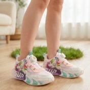 Kids LED Light-Up Dial-Lace Sneakers - Pink and Blue Sports Shoes - photo