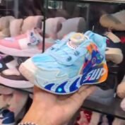 Kids LED Light-Up Dial-Lace Sneakers - Pink and Blue Sports Shoes - photo