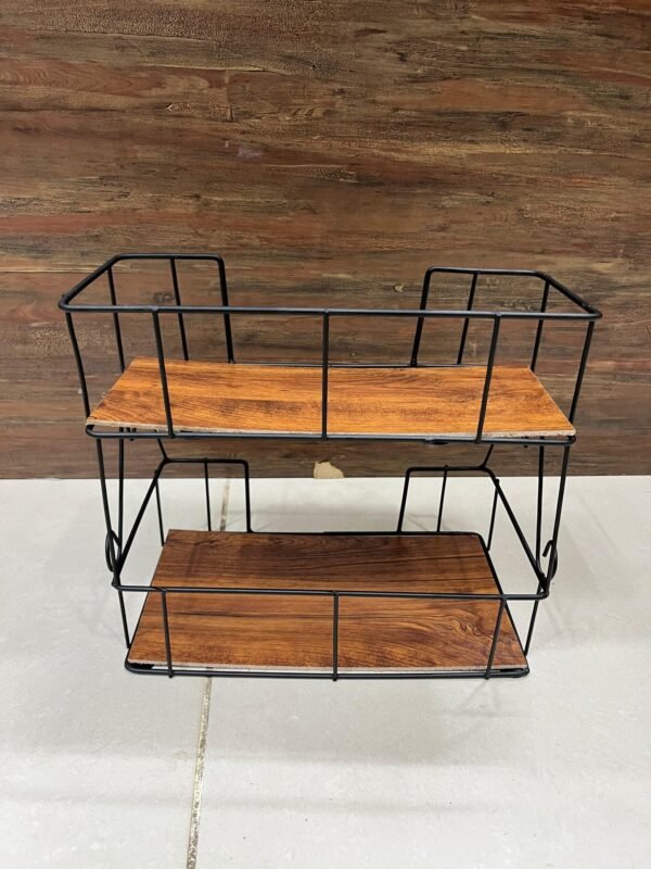 Wooden 2 Layer Organizer Shelf with Steel Rods - Durable Design