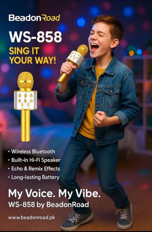 WS-858 Compact Rechargeable Cordless Bluetooth Microphone & Hifi Speaker