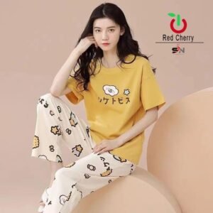 Yellow Printed Nightwear For For Women & Girls - for Daily Wear