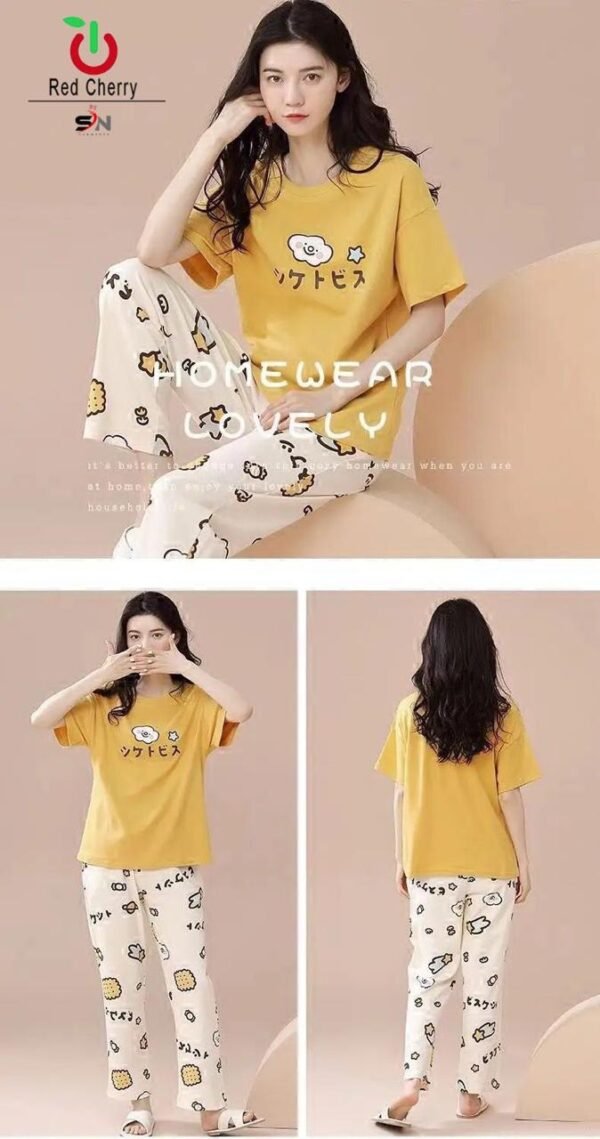 Yellow Printed Nightwear For For Women & Girls - for Daily Wear