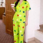 Y-Neck Button Style Night Suit for Women – 4 Designs