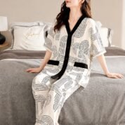 Y-Neck Button Style Night Suit for Women – 4 Designs