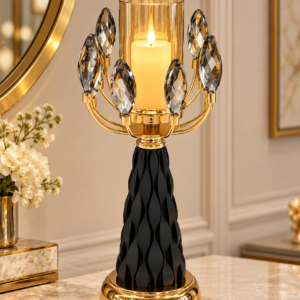 Black Crystal Candle Holder