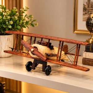 Vintage Wooden Biplane Airplane