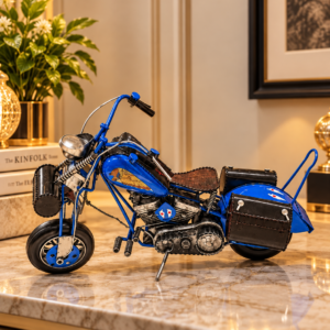 Blue Vintage Blue Motorcycle Showpiece