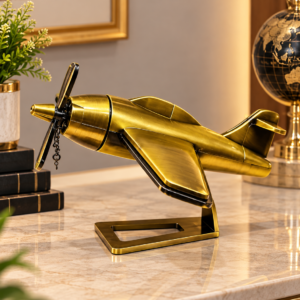 Golden Golden Vintage Airplane Showpiece