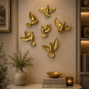 Golden 6-Piece Golden Flying Birds Wall