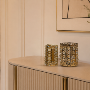 Gold Gold Crystal Dustbin Stand