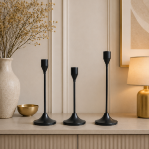 Black 3-Piece Candle Holder