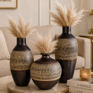 Beige 3-Piece Flower Vase