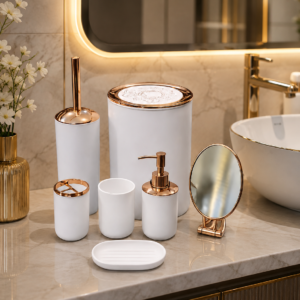 White 7-Piece Bathroom Accessories Set