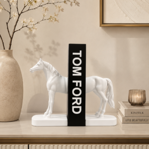 White Horse Bookends White Resin
