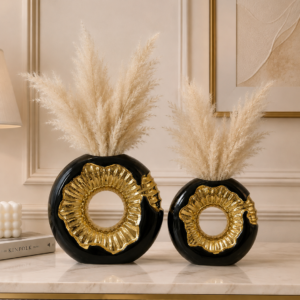 Black 2-Piece Decorative Vase