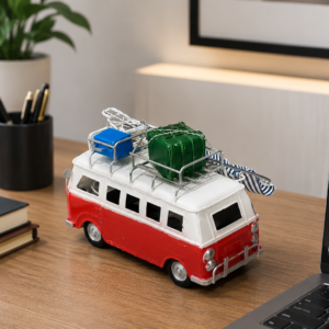 White Vintage Red White Camper