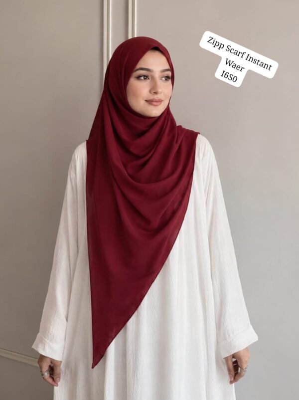 Instant Zip Scarf – No Pins Double Layer Georgette Hijab